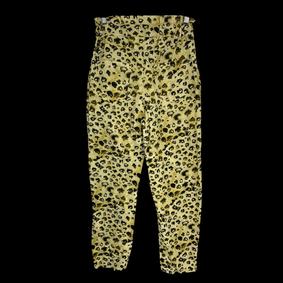 Sigal Felina Paper Bag Pants Sz XS Linen Blend Leopard Print Pull On Beachy - Picture 7 of 7